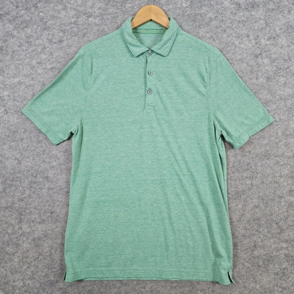 Banana Republic Vintage Men's Heathered Green Polo Shirt Size L Golf Summer HOLE
